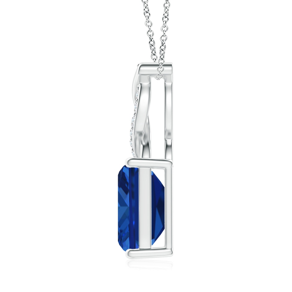 9x7mm Labgrown Lab-Grown Sapphire Pendant with Lab Diamond Entwined Bale in S999 Silver side 199