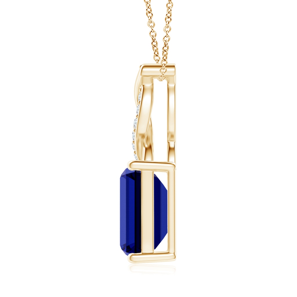 9x7mm Labgrown Lab-Grown Sapphire Pendant with Diamond Entwined Bale in Yellow Gold Side 199