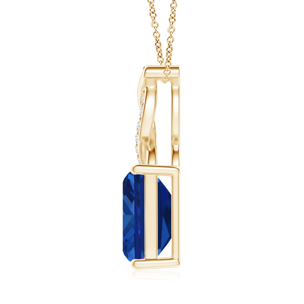 9x7mm Labgrown Lab-Grown Sapphire Pendant with Lab Diamond Entwined Bale in Yellow Gold - side 199