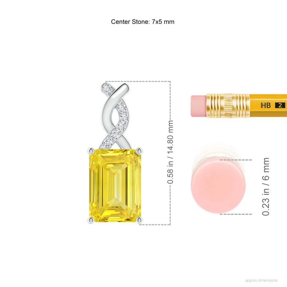 7x5mm Labgrown Lab-Grown Fancy Intense Yellow Diamond Pendant with Entwined Bale in P950 Platinum ruler