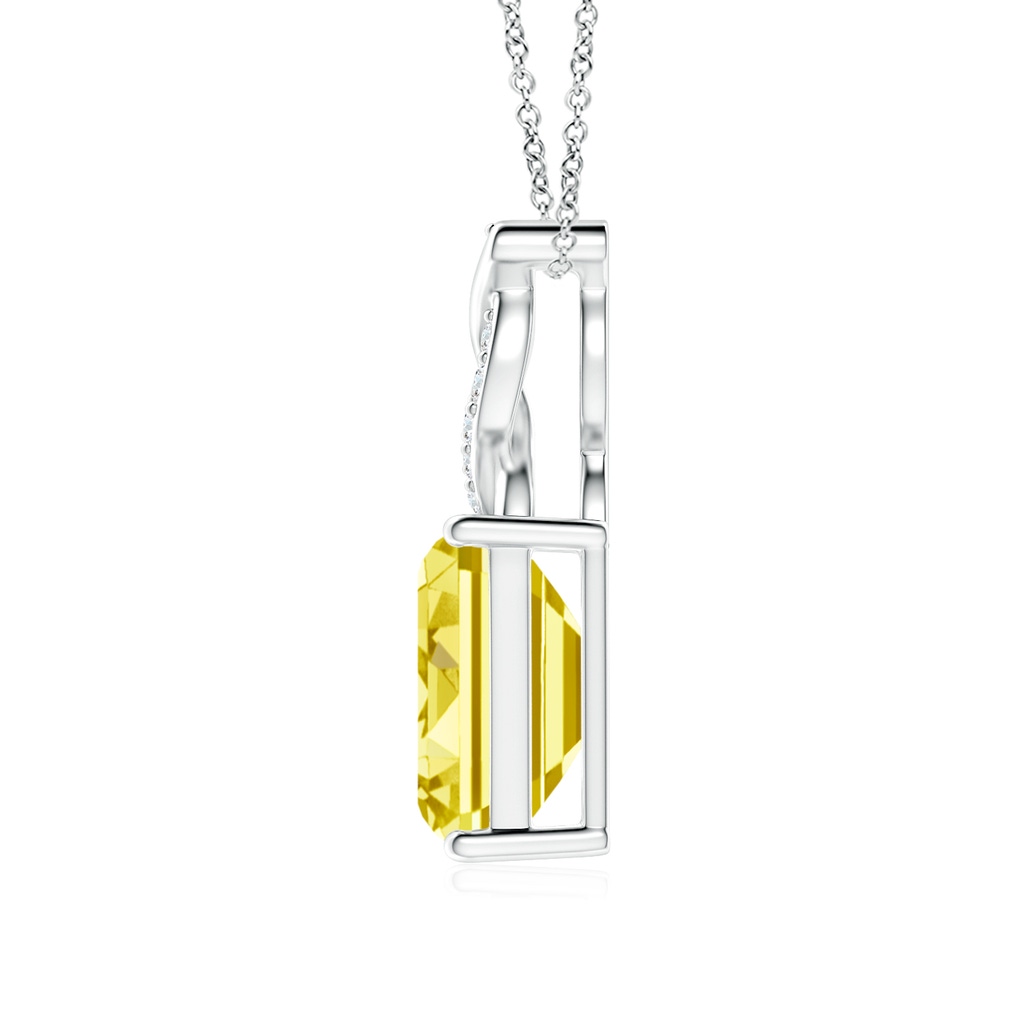 7x5mm Labgrown Lab-Grown Fancy Intense Yellow Diamond Pendant with Entwined Bale in White Gold - side 199