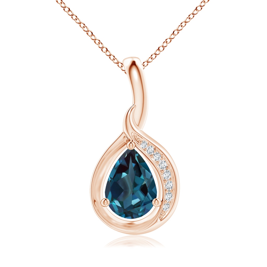 7x5mm Labgrown Pear-Shaped Lab-Grown Alexandrite and Diamond Loop Pendant in Rose Gold