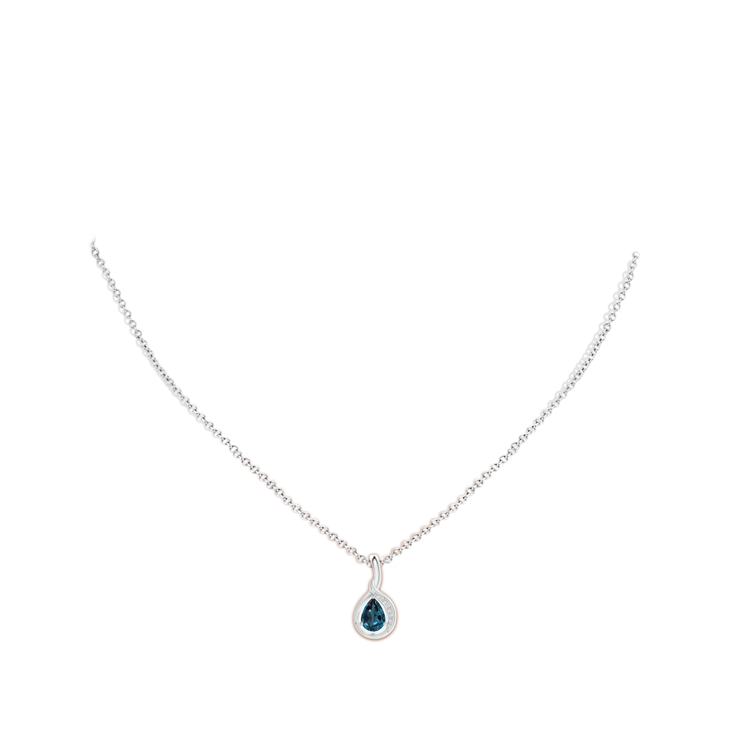7x5mm Labgrown Pear-Shaped Lab-Grown Alexandrite and Diamond Loop Pendant in White Gold - body_neck