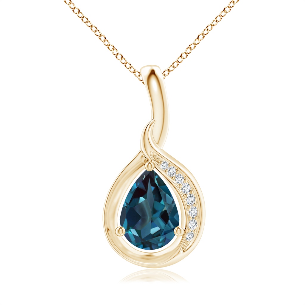 7x5mm Labgrown Pear-Shaped Lab-Grown Alexandrite and Diamond Loop Pendant in Yellow Gold