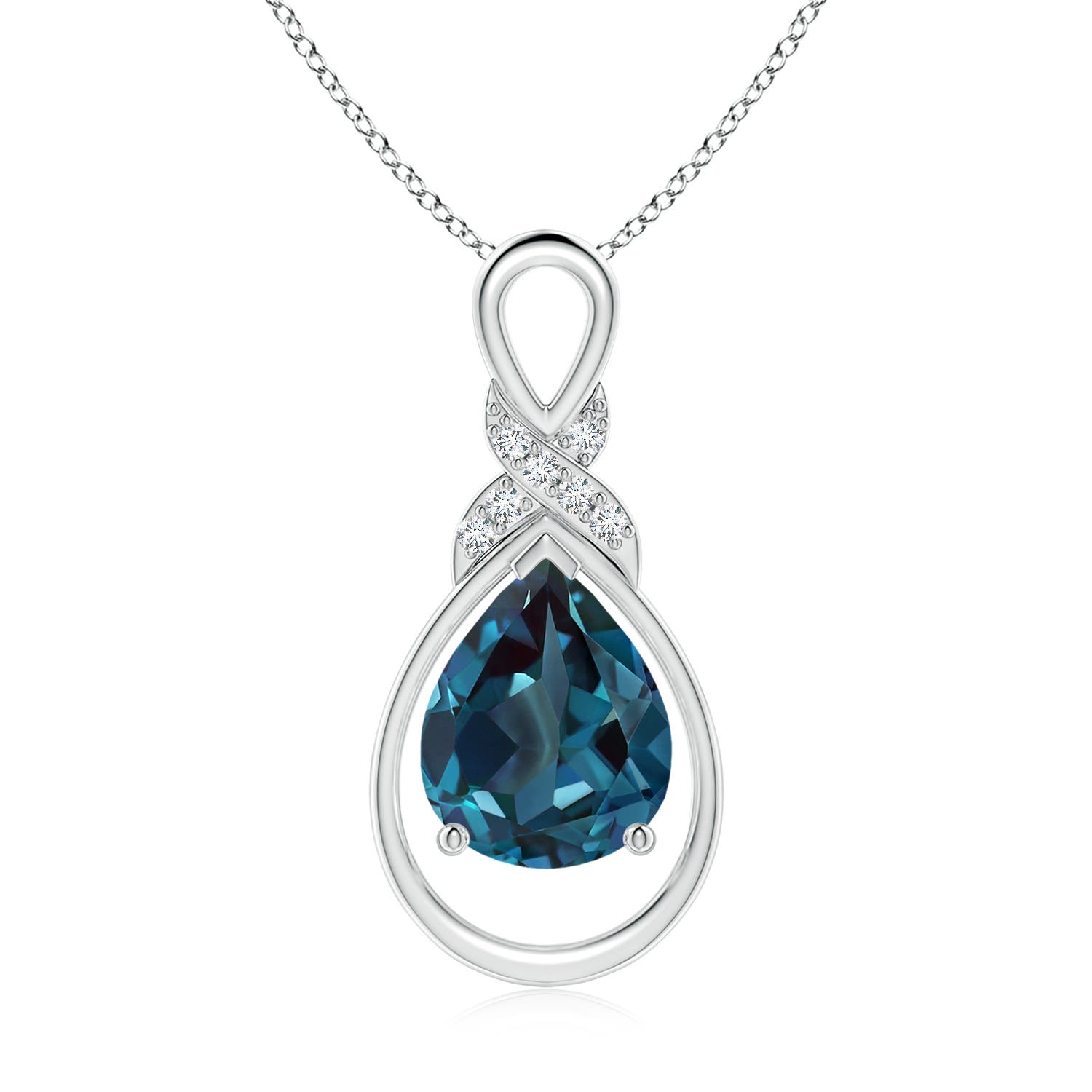 10x8mm Labgrown Lab-Grown Alexandrite Infinity Pendant with Diamond 'X' Motif in 18CT White Gold