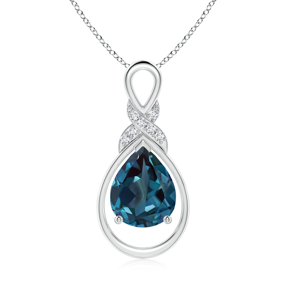 10x8mm Labgrown Lab-Grown Alexandrite Infinity Pendant with Diamond 'X' Motif in 18K White Gold 