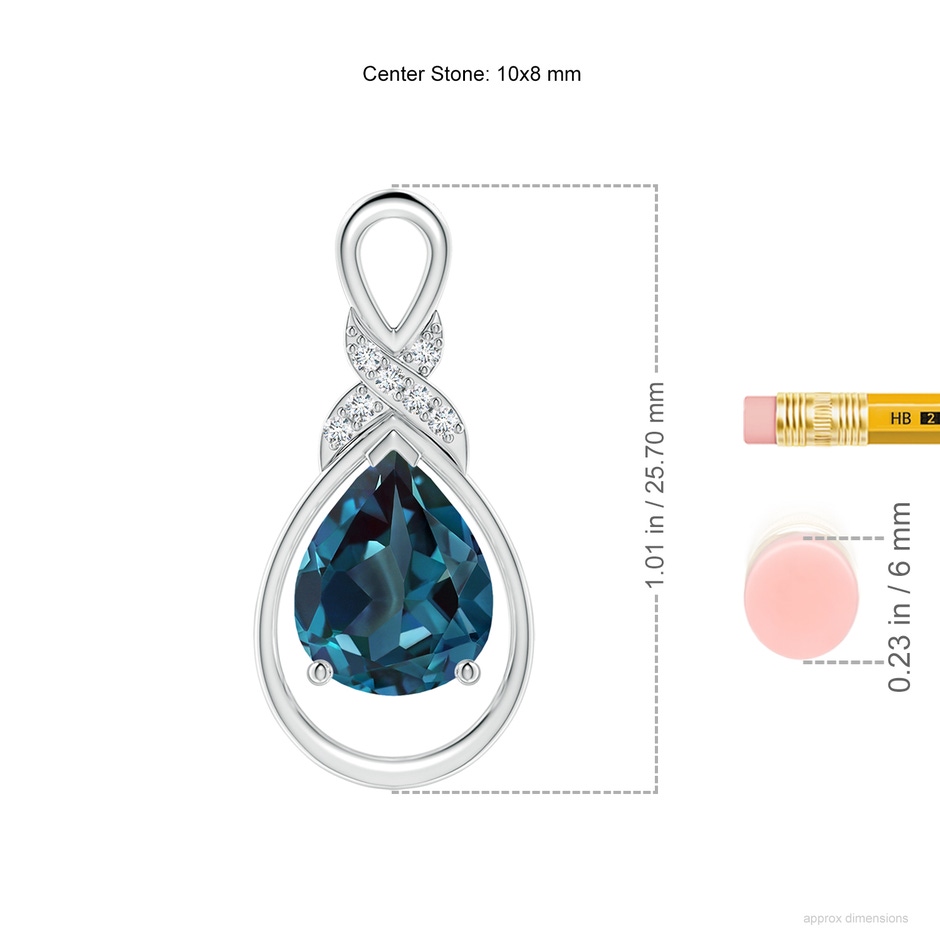 10x8mm Labgrown Lab-Grown Alexandrite Infinity Pendant with Diamond 'X' Motif in 18K White Gold ruler