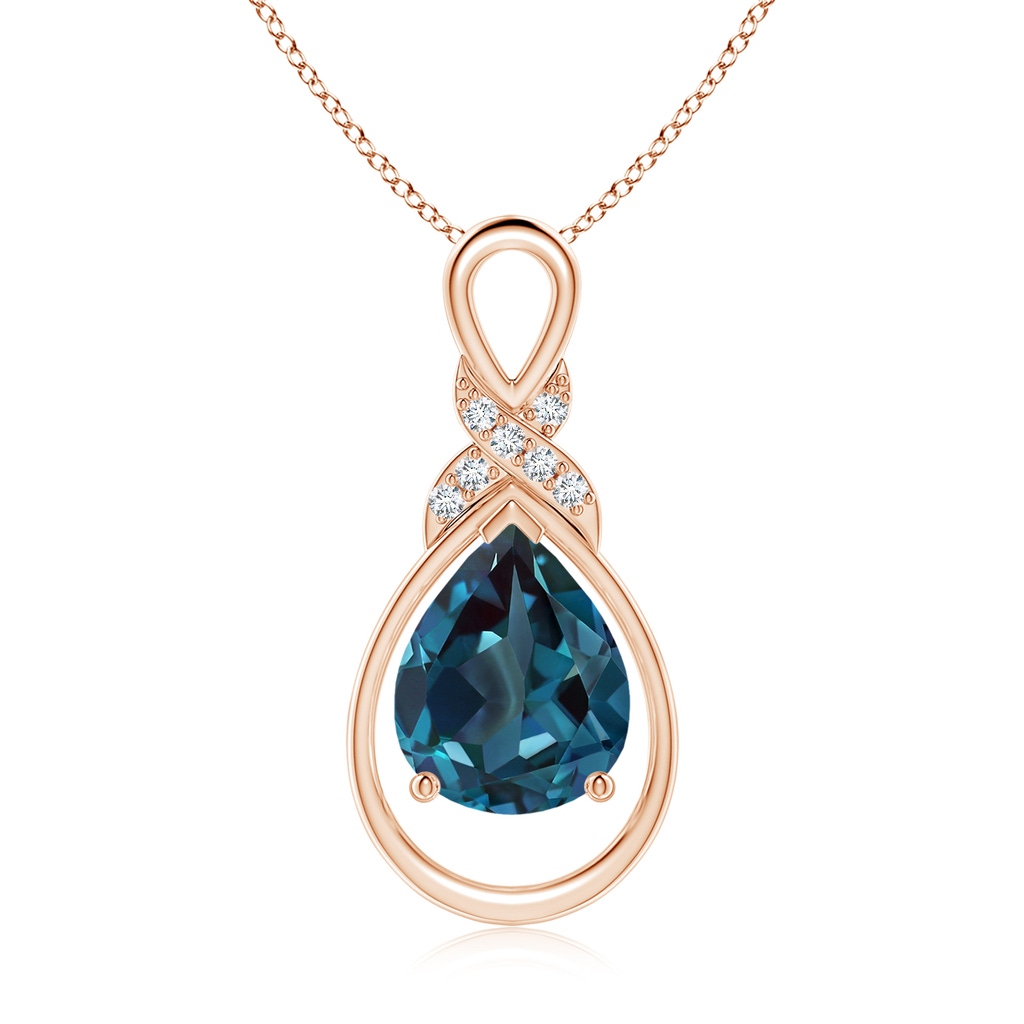 10x8mm Labgrown Lab-Grown Alexandrite Infinity Pendant with Diamond 'X' Motif in Rose Gold