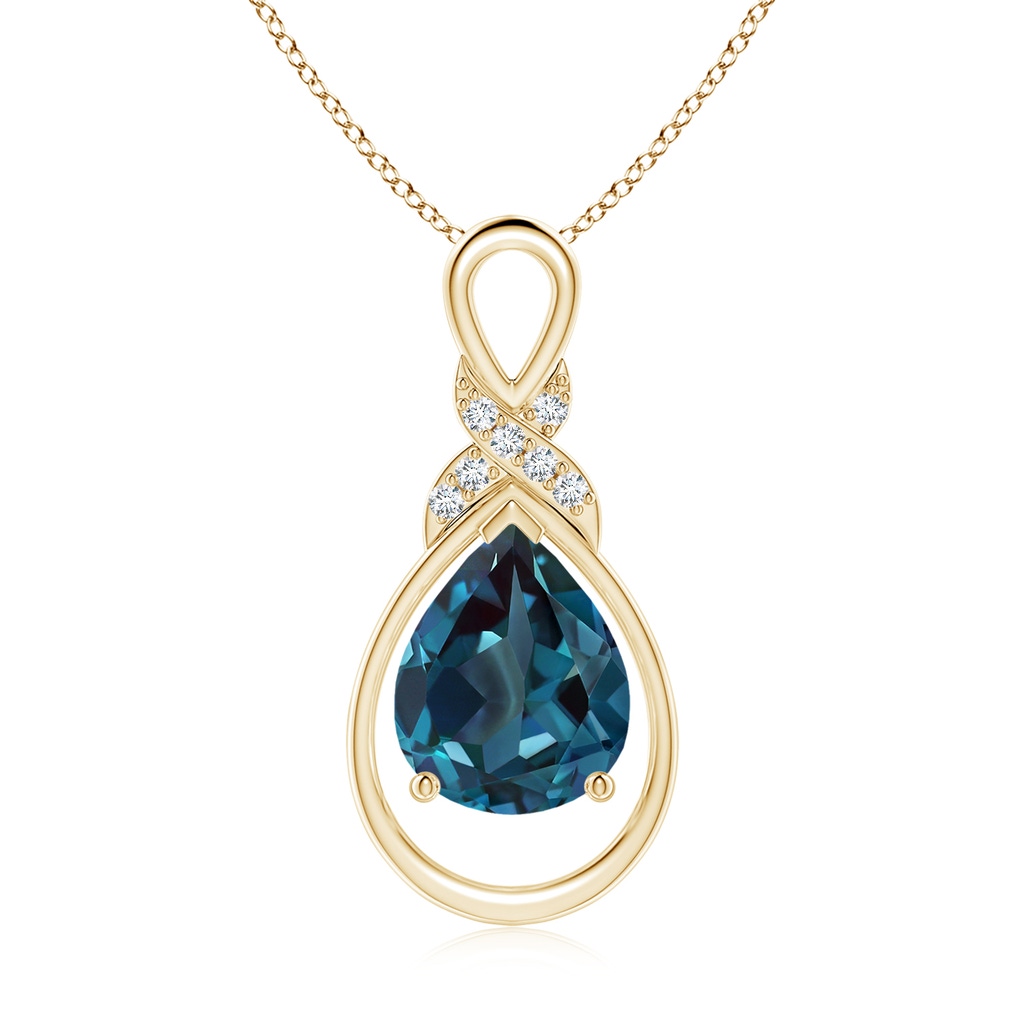 10x8mm Labgrown Lab-Grown Alexandrite Infinity Pendant with Diamond 'X' Motif in Yellow Gold