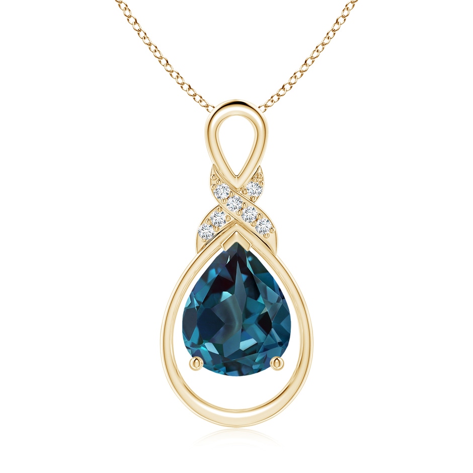 10x8mm Labgrown Lab-Grown Alexandrite Infinity Pendant with Diamond 'X' Motif in Yellow Gold 
