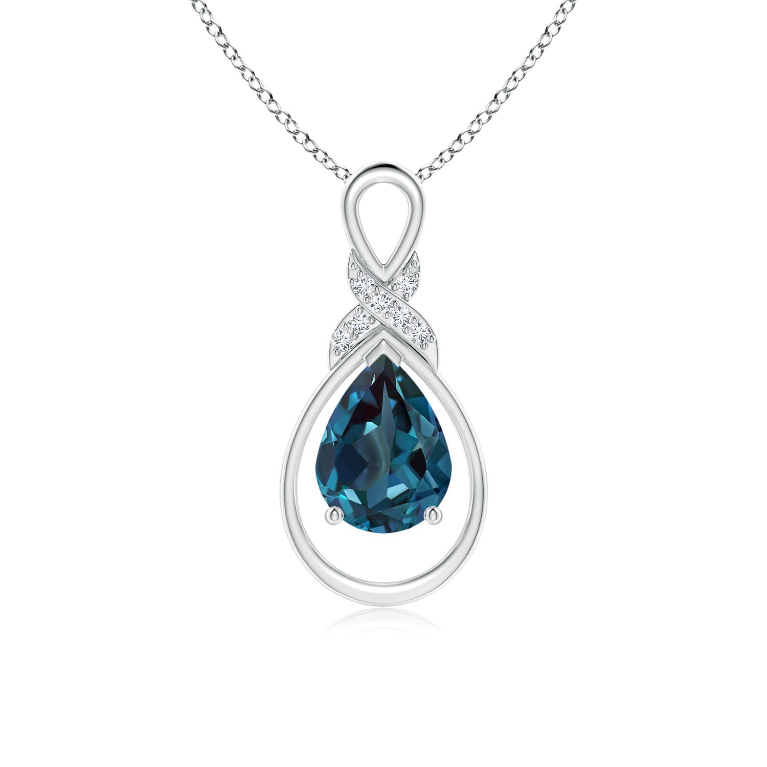 8x6mm Labgrown Lab-Grown Alexandrite Infinity Pendant with Diamond 'X' Motif in 18K White Gold