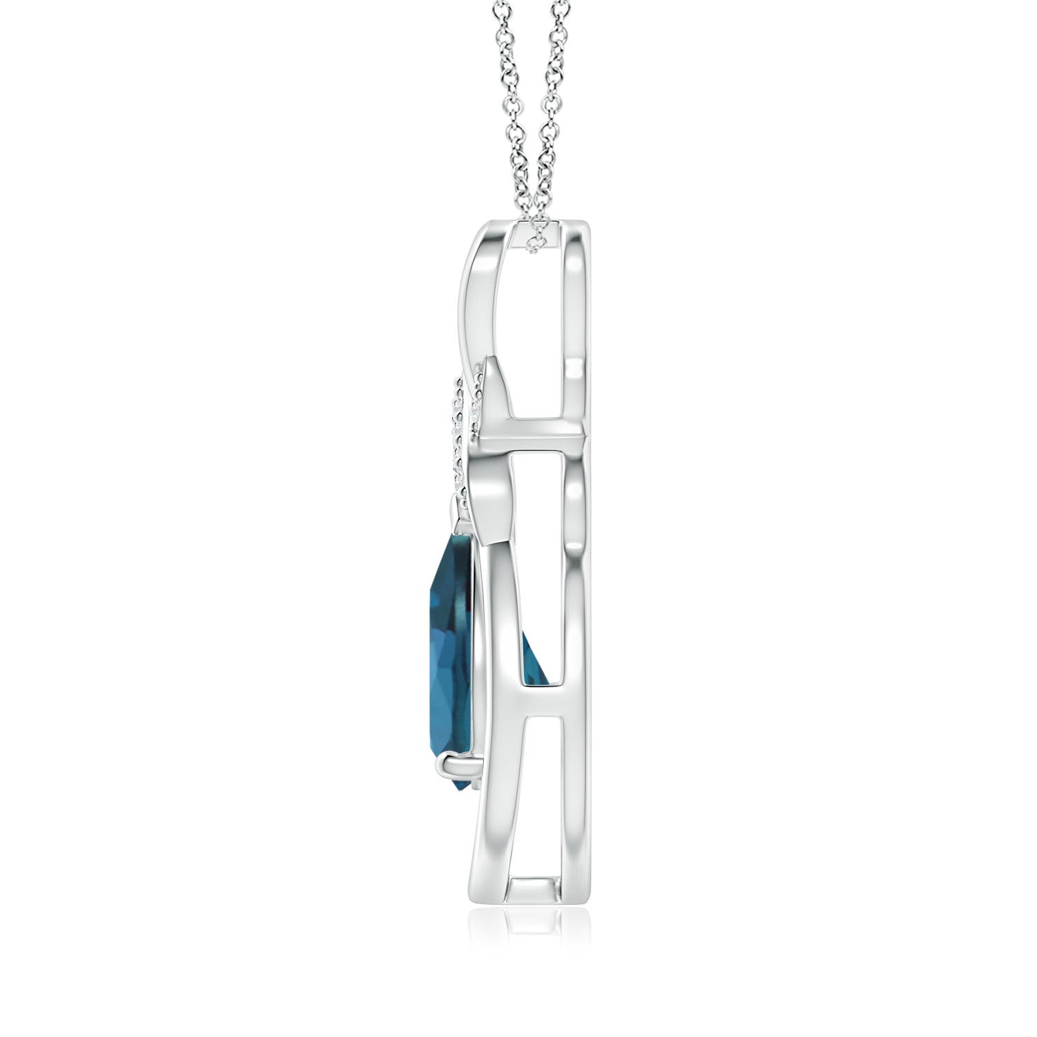 9x7mm Labgrown Lab-Grown Alexandrite Infinity Pendant with Diamond 'X' Motif in White Gold - side 3