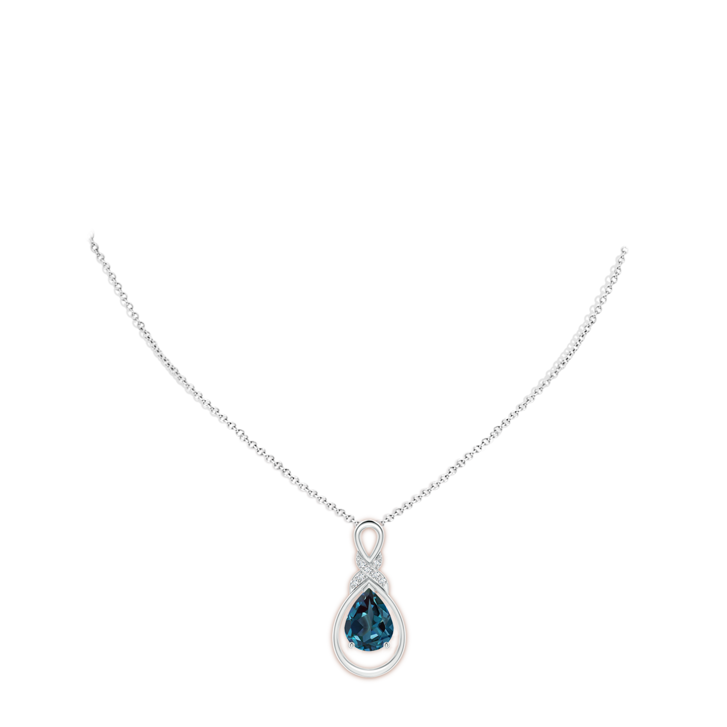 9x7mm Labgrown Lab-Grown Alexandrite Infinity Pendant with Diamond 'X' Motif in White Gold - body_neck