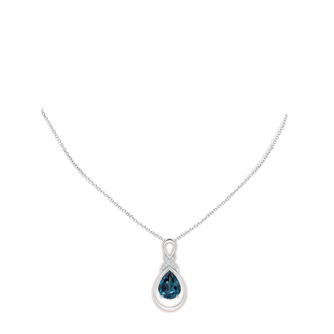 9x7mm Labgrown Lab-Grown Alexandrite Infinity Pendant with Diamond 'X' Motif in White Gold - body_neck