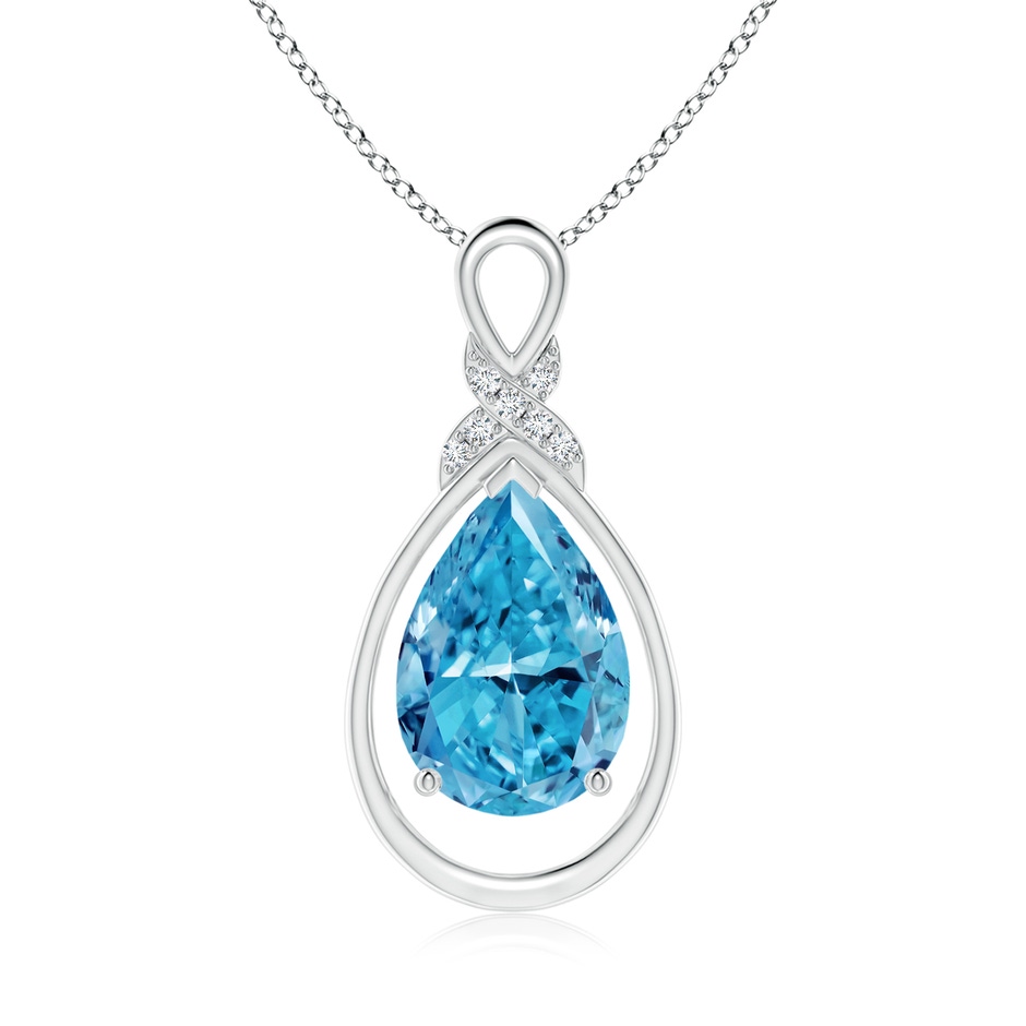 12x8mm Labgrown Lab-Grown Fancy Intense Blue Diamond Infinity Pendant with 'X' Motif in P950 Platinum 