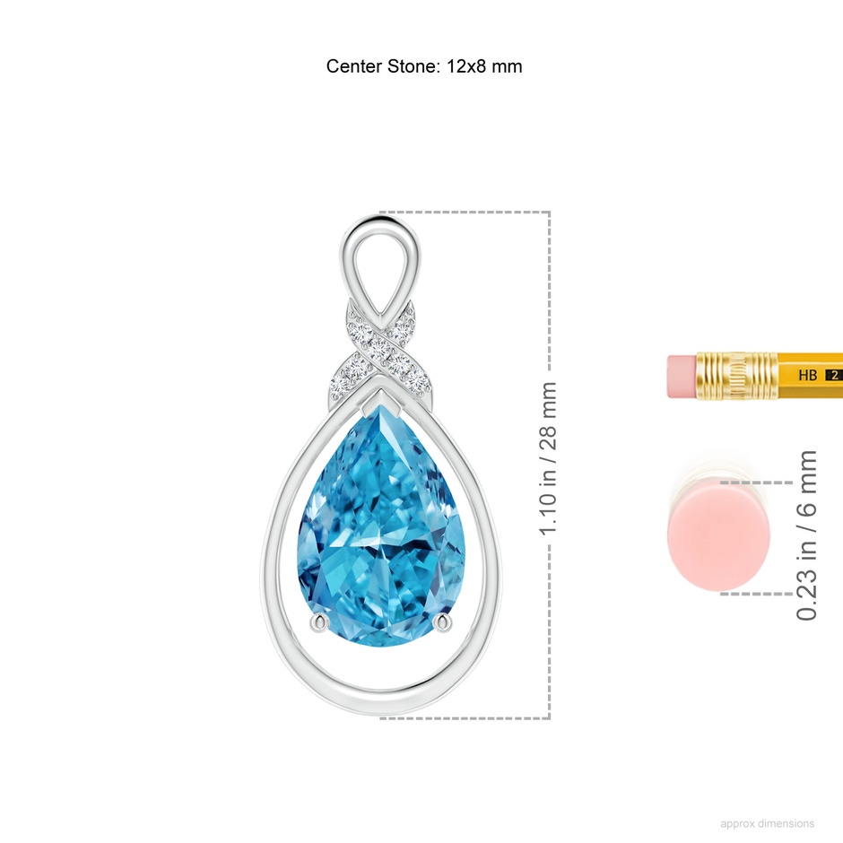 12x8mm Labgrown Lab-Grown Fancy Intense Blue Diamond Infinity Pendant with 'X' Motif in P950 Platinum ruler