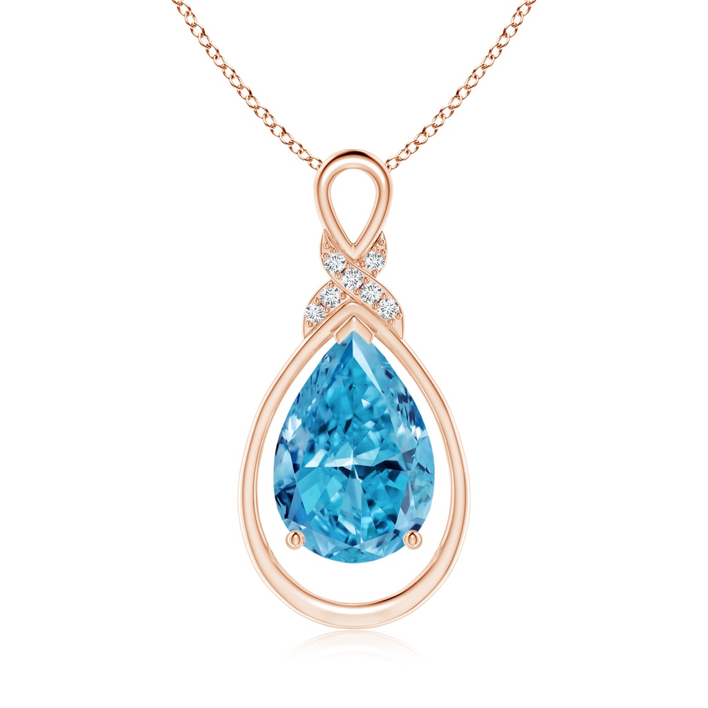 12x8mm Labgrown Lab-Grown Fancy Intense Blue Diamond Infinity Pendant with 'X' Motif in Rose Gold