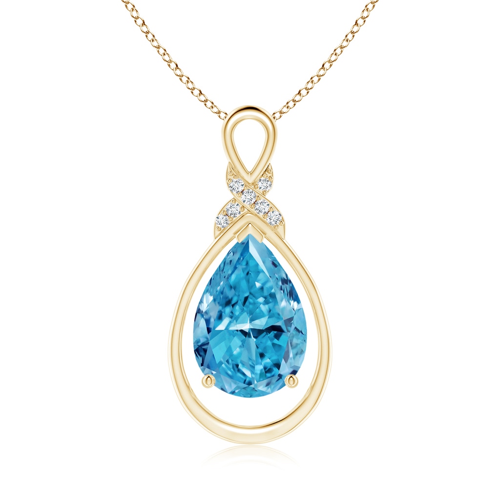 12x8mm Labgrown Lab-Grown Fancy Intense Blue Diamond Infinity Pendant with 'X' Motif in Yellow Gold