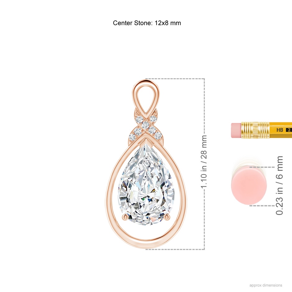 12x8mm FGVS Lab-Grown Diamond Infinity Pendant with X Motif in Rose Gold ruler