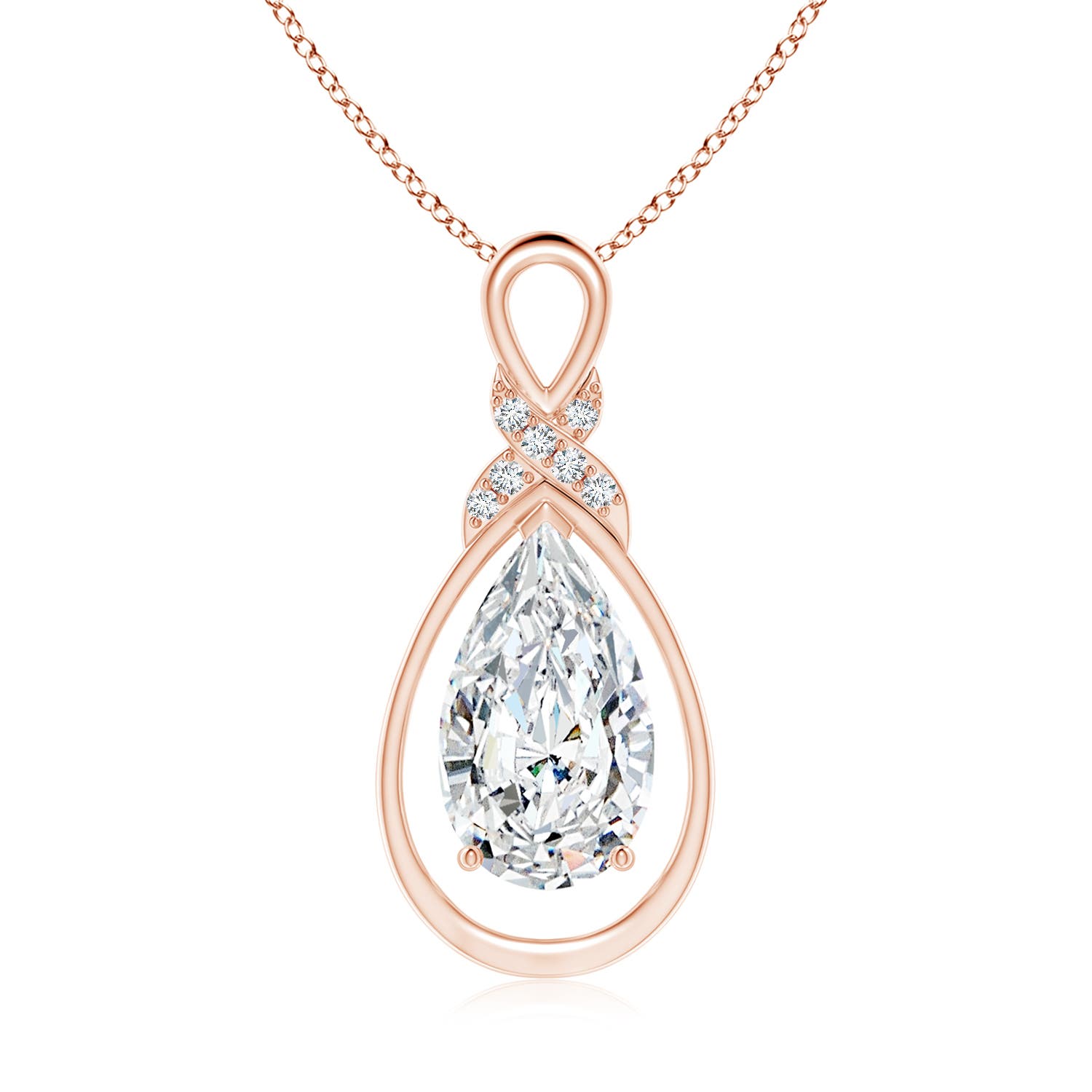 14x8mm FGVS Lab-Grown Diamond Infinity Pendant with X Motif in 18CT Rose Gold