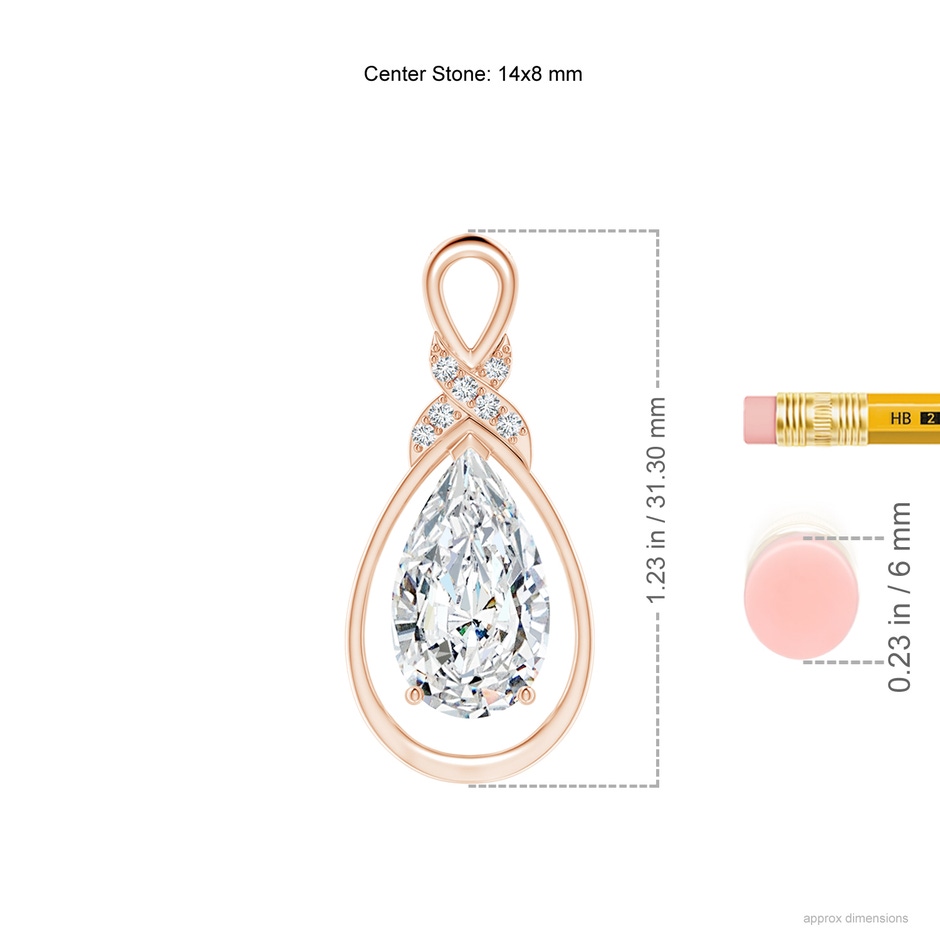 14x8mm FGVS Lab-Grown Diamond Infinity Pendant with X Motif in Rose Gold ruler
