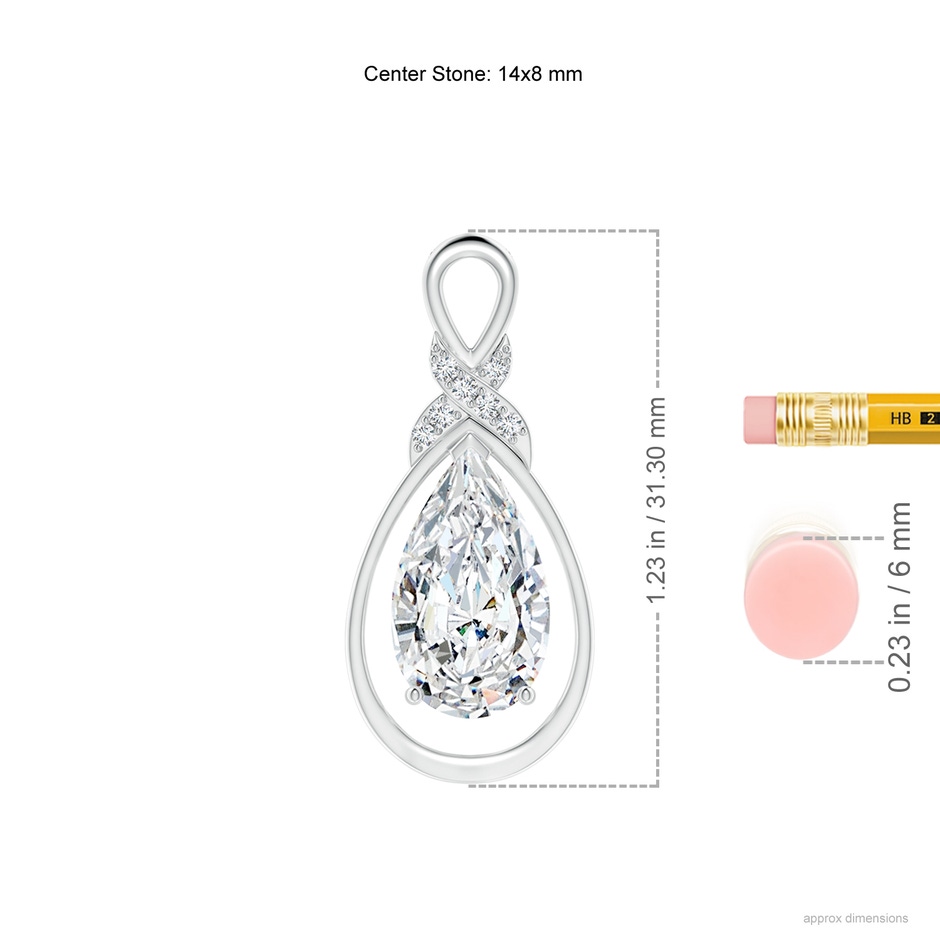14x8mm FGVS Lab-Grown Diamond Infinity Pendant with X Motif in S999 Silver ruler