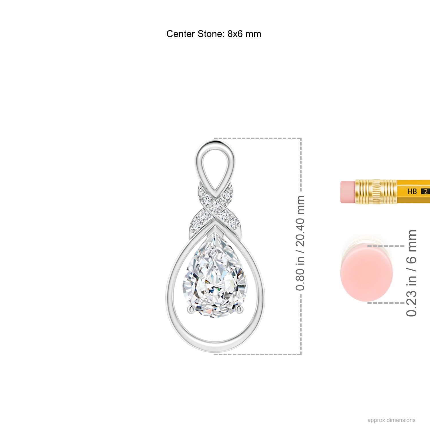 8x5mm FGVS Lab-Grown Diamond Infinity Pendant with X Motif in White Gold - ruler