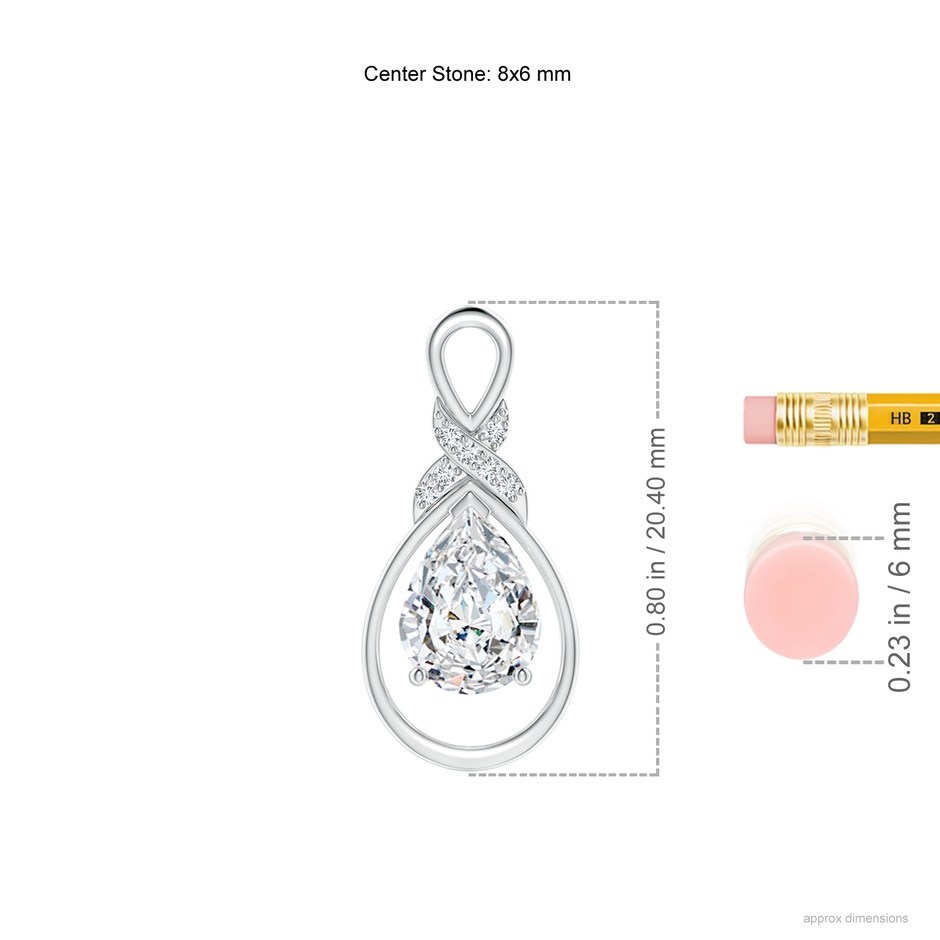8x5mm FGVS Lab-Grown Diamond Infinity Pendant with X Motif in White Gold ruler