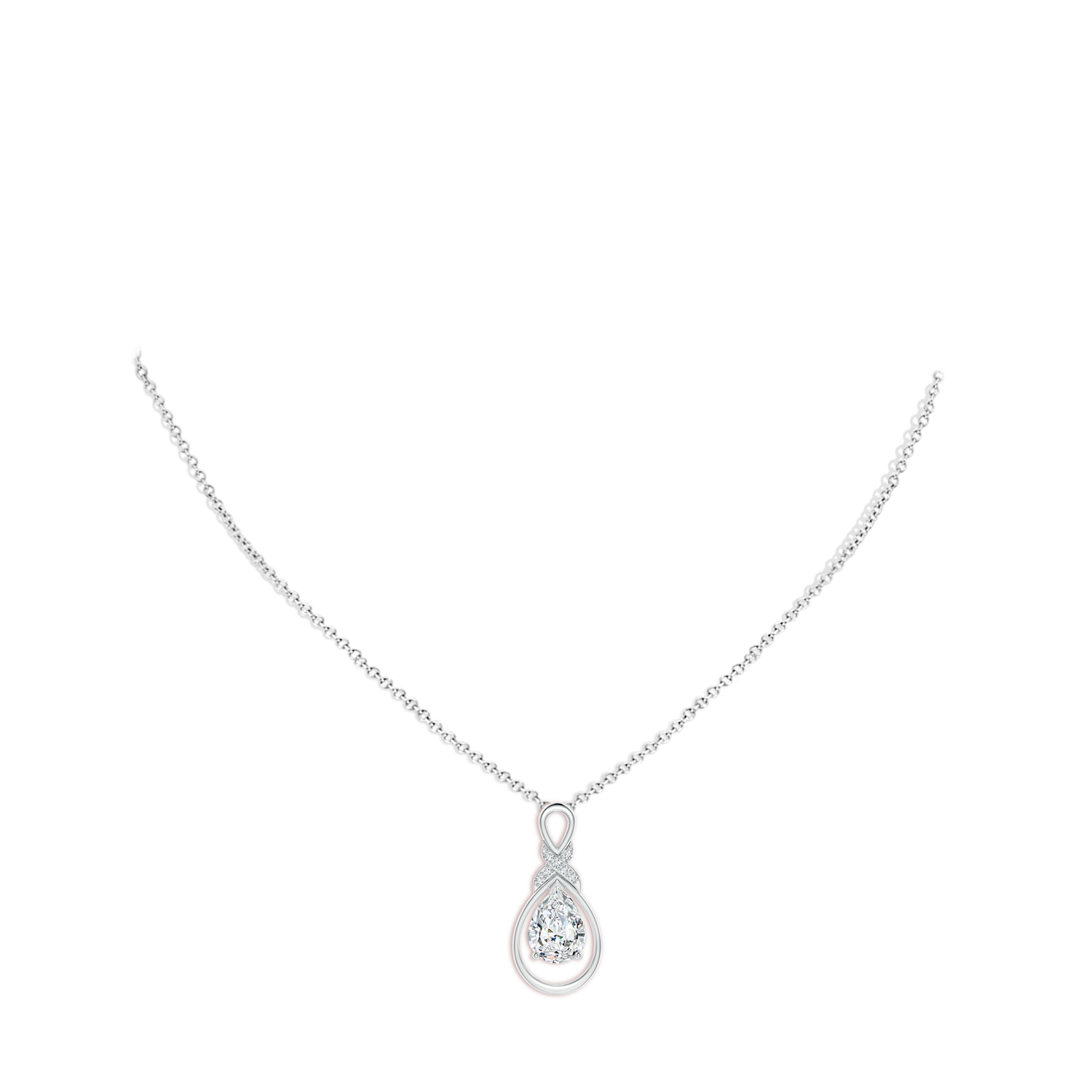 8x5mm FGVS Lab-Grown Diamond Infinity Pendant with X Motif in White Gold - body_neck