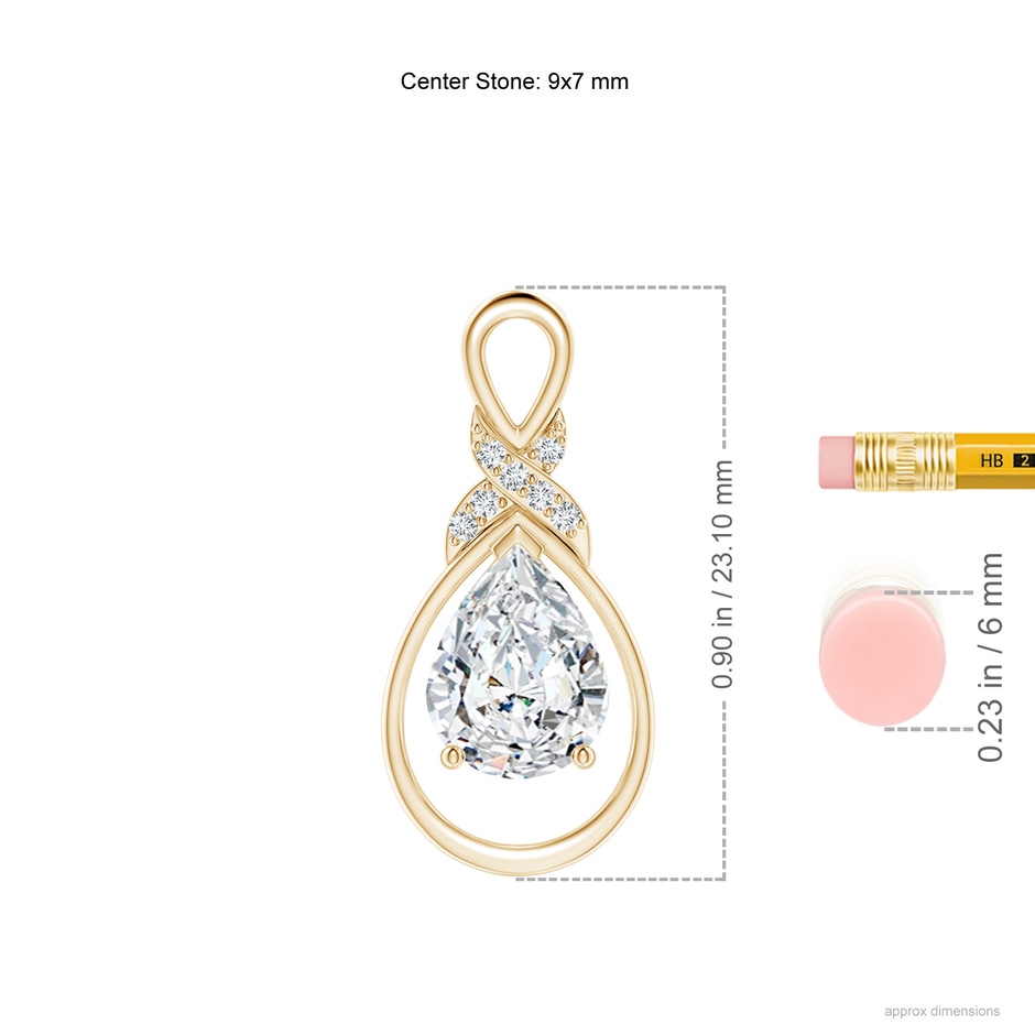 9x7mm FGVS Lab-Grown Diamond Infinity Pendant with X Motif in Yellow Gold ruler