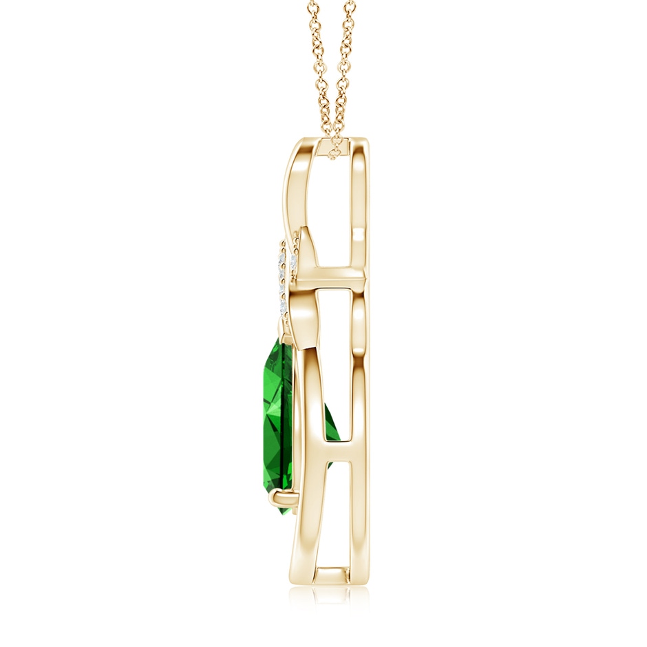 10x8mm Labgrown Lab-Grown Emerald Infinity Pendant with Lab Diamond 'X' Motif in Yellow Gold side 199