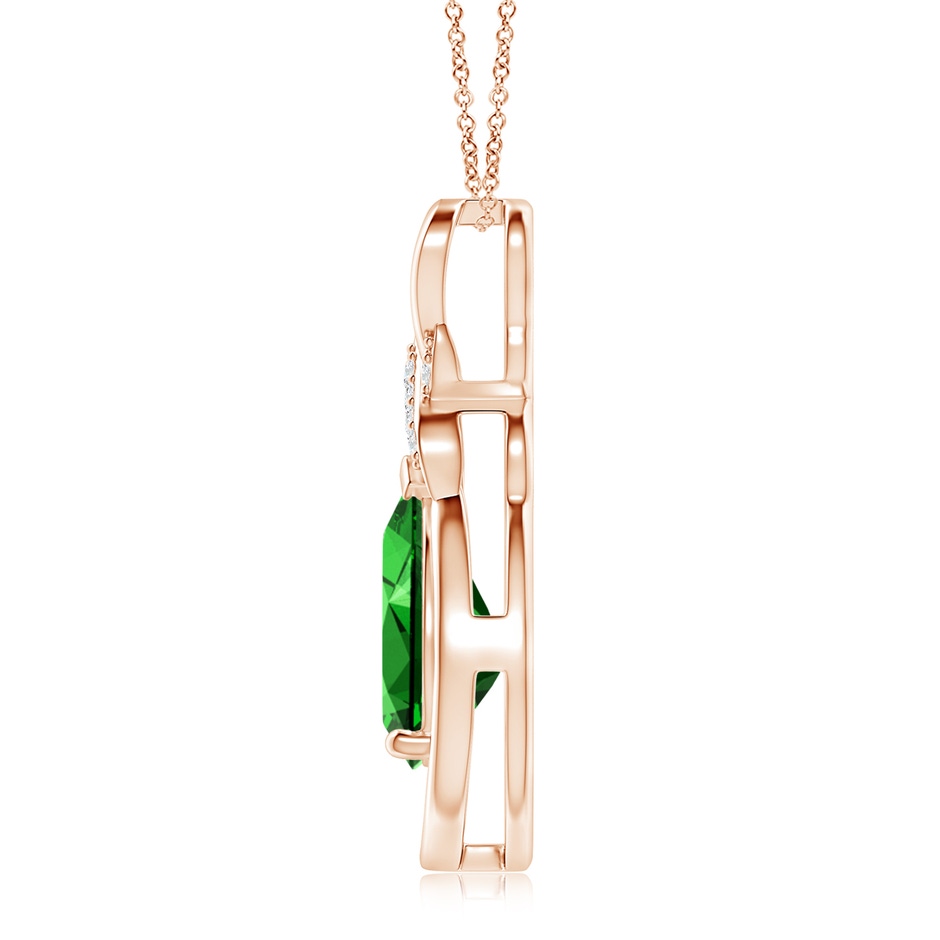 12x10mm Labgrown Lab-Grown Emerald Infinity Pendant with Lab Diamond 'X' Motif in Rose Gold side 199