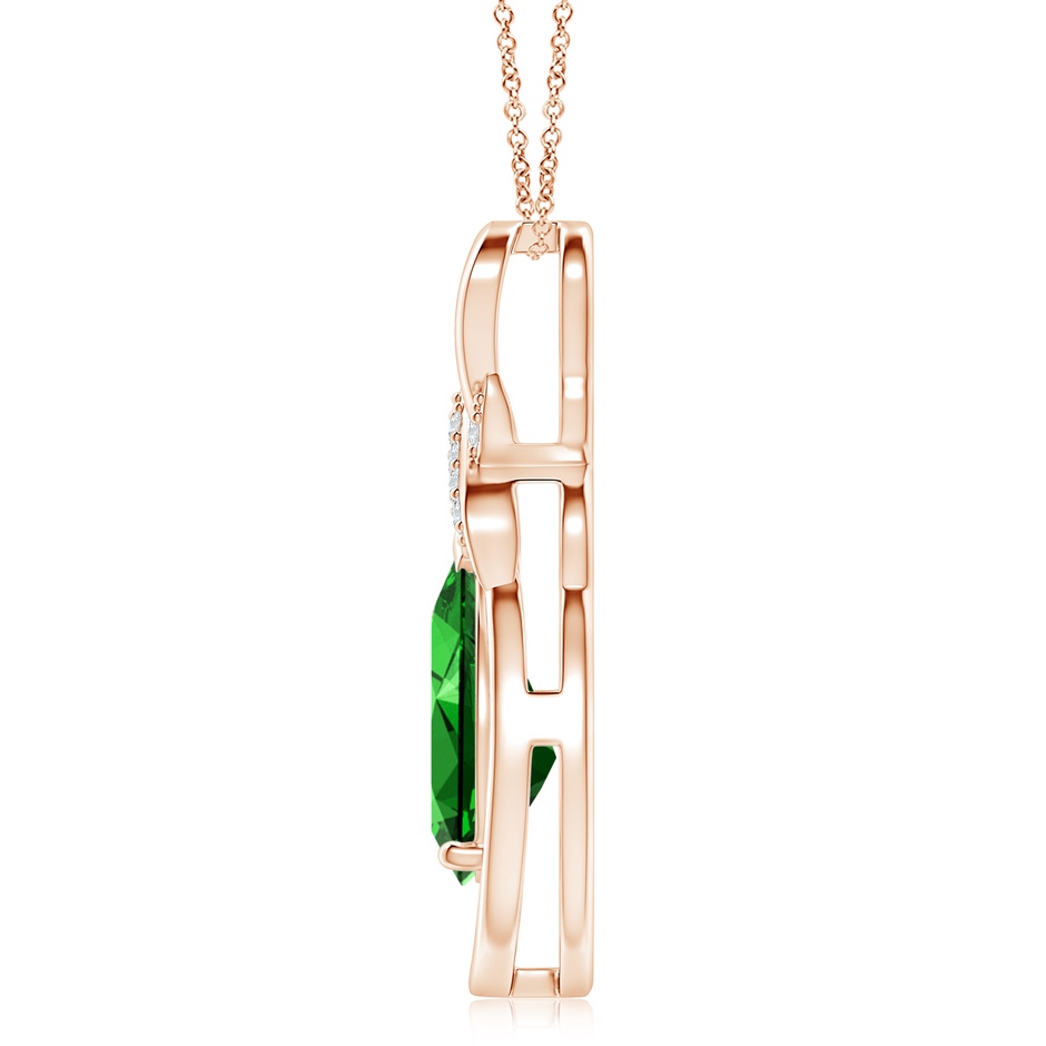 14x10mm Labgrown Lab-Grown Emerald Infinity Pendant with Lab Diamond 'X' Motif in 18K Rose Gold side 199