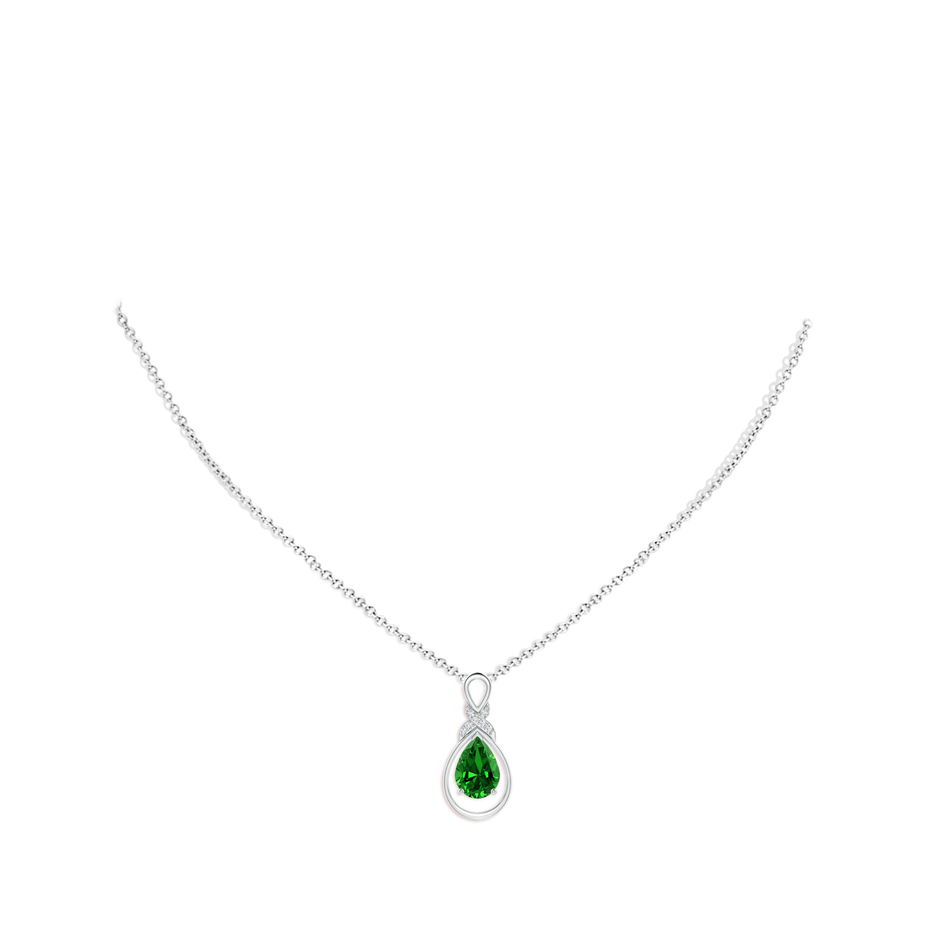 7x5mm Labgrown Lab-Grown Emerald Infinity Pendant with Lab Diamond 'X' Motif in S999 Silver pen
