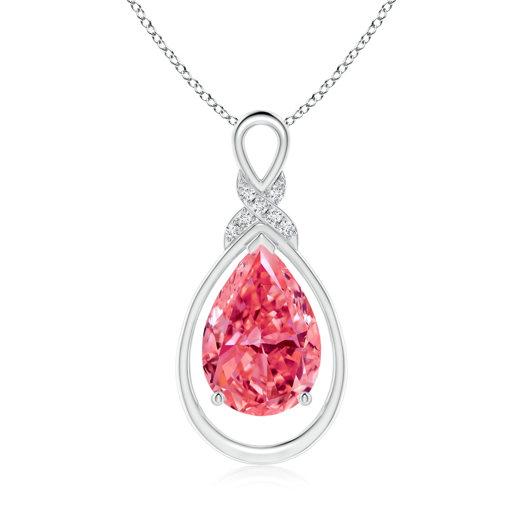 12x8mm Labgrown Lab-Grown Fancy Intense Pink Diamond Infinity Pendant with 'X' Motif in P950 Platinum