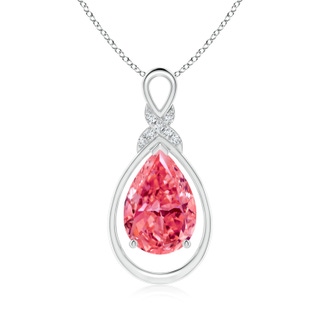 12x8mm Labgrown Lab-Grown Fancy Intense Pink Diamond Infinity Pendant with 'X' Motif in White Gold