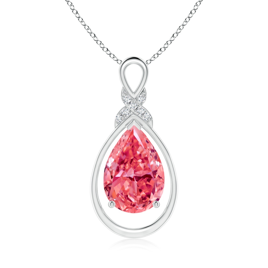 12x8mm Labgrown Lab-Grown Fancy Intense Pink Diamond Infinity Pendant with 'X' Motif in White Gold 