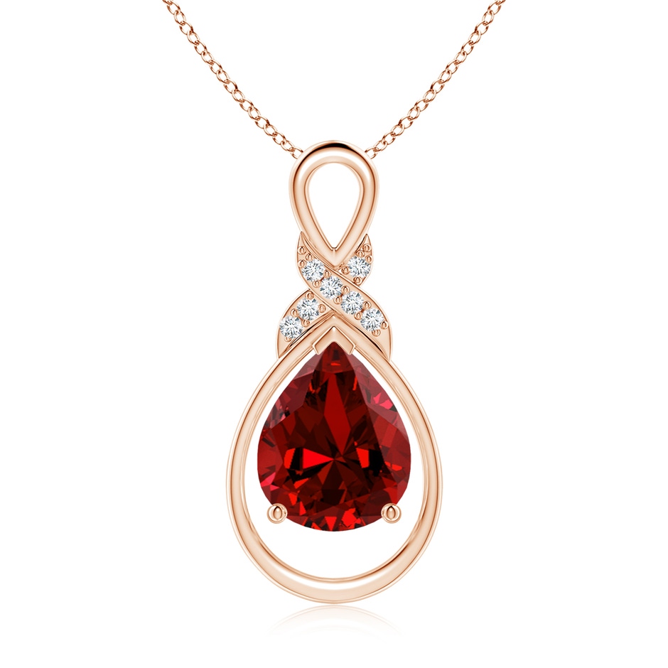 10x8mm Labgrown Lab-Grown Ruby Infinity Pendant with Lab Diamond 'X' Motif in Rose Gold 