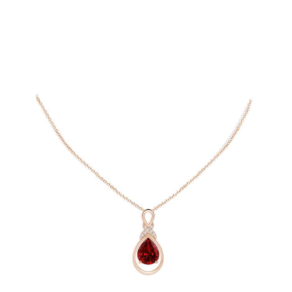 10x8mm Labgrown Lab-Grown Ruby Infinity Pendant with Lab Diamond 'X' Motif in Rose Gold pen
