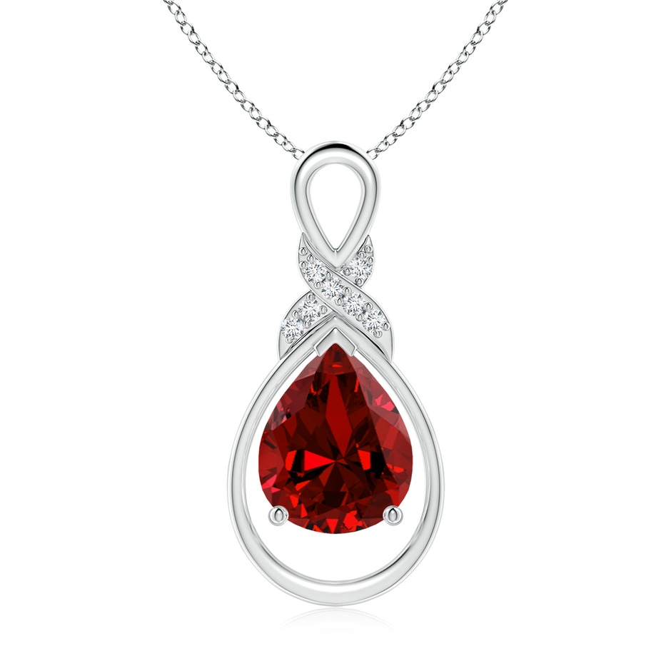 10x8mm Labgrown Lab-Grown Ruby Infinity Pendant with Lab Diamond 'X' Motif in White Gold 