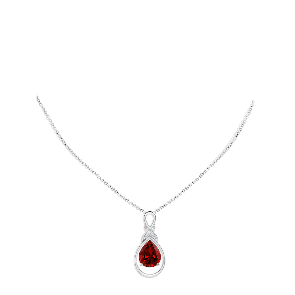 10x8mm Labgrown Lab-Grown Ruby Infinity Pendant with Lab Diamond 'X' Motif in White Gold pen