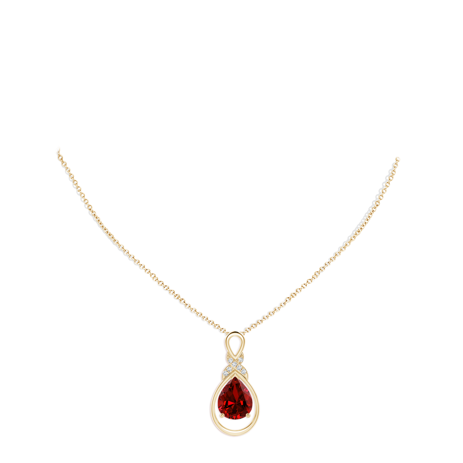 10x8mm Labgrown Lab-Grown Ruby Infinity Pendant with Lab Diamond 'X' Motif in Yellow Gold pen