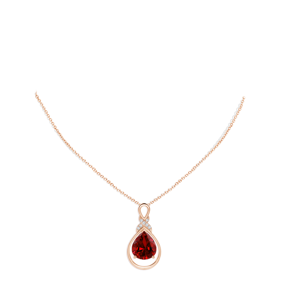 12x10mm Labgrown Lab-Grown Ruby Infinity Pendant with Lab Diamond 'X' Motif in 18K Rose Gold pen