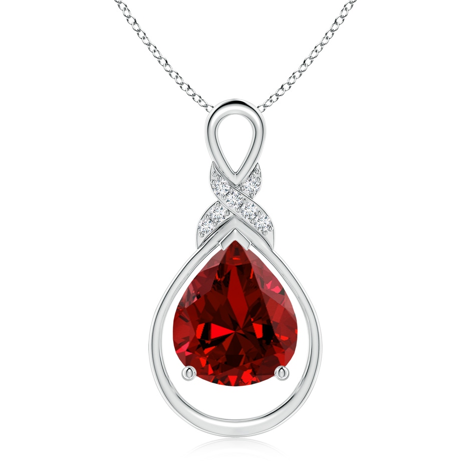 12x10mm Labgrown Lab-Grown Ruby Infinity Pendant with Lab Diamond 'X' Motif in White Gold 