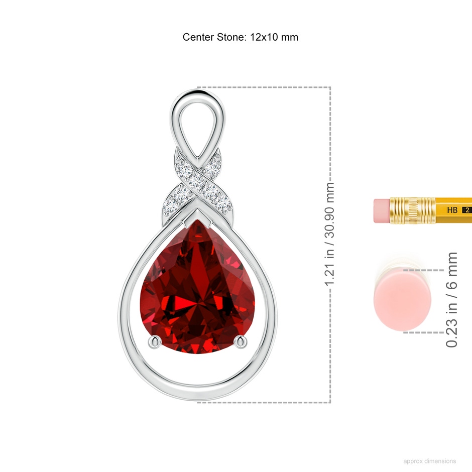 12x10mm Labgrown Lab-Grown Ruby Infinity Pendant with Lab Diamond 'X' Motif in White Gold ruler