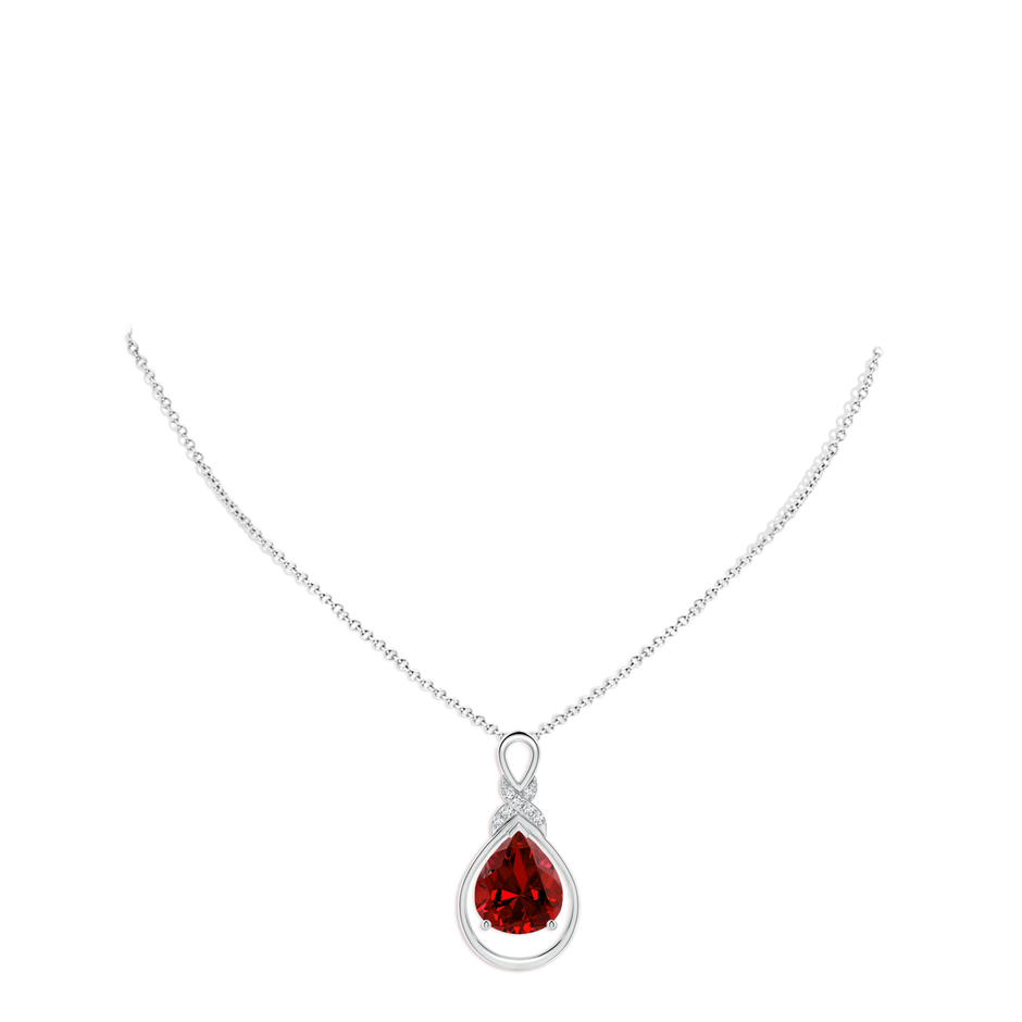 12x10mm Labgrown Lab-Grown Ruby Infinity Pendant with Lab Diamond 'X' Motif in White Gold pen