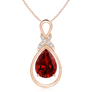 14x10mm Labgrown Lab-Grown Ruby Infinity Pendant with Lab Diamond 'X' Motif in Rose Gold