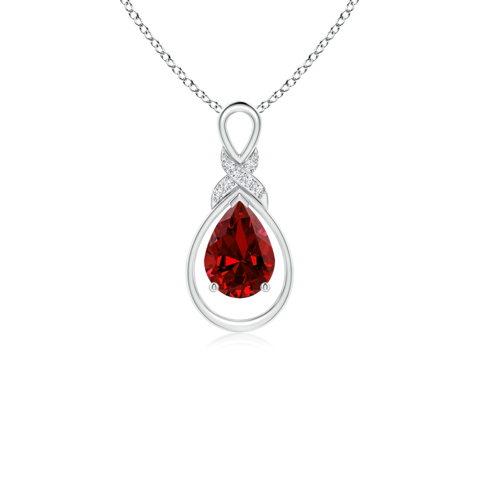 7x5mm Labgrown Lab-Grown Ruby Infinity Pendant with Lab Diamond 'X' Motif in S999 Silver 