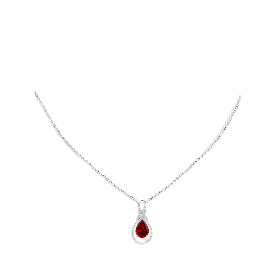 7x5mm Labgrown Lab-Grown Ruby Infinity Pendant with Lab Diamond 'X' Motif in S999 Silver pen