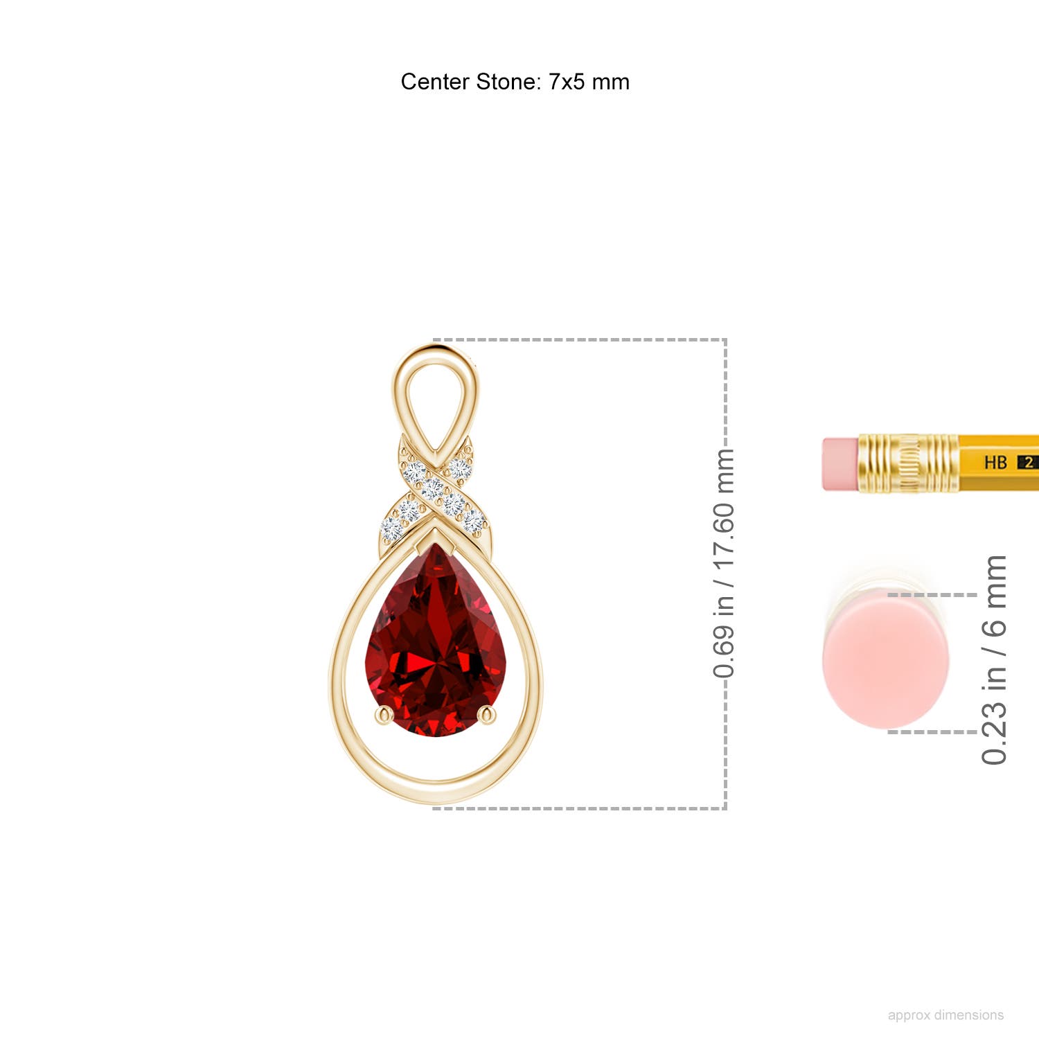 Premium - Lab-Grown Ruby / 0.82 CT / 14 KT Yellow Gold